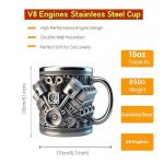 V8 Engine Design Stainless Steel Coffee Mug
