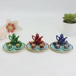 Miniature Floral Tea Set Trinket Box and Tray