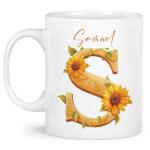 Personalized Sunflower Initial S Coffee Mug