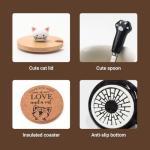 Cute Cat Mug with Lid and Spoon