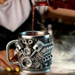 V8 Engine Design Stainless Steel Coffee Mug
