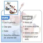 Floral Glass Tea Cups with Lids and Spoon Set