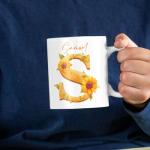 Personalized Sunflower Initial S Coffee Mug