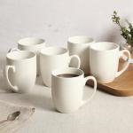Set of 6 Porcelain Coffee Mugs, 16 Ounce