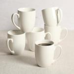 Set of 6 Porcelain Coffee Mugs, 16 Ounce
