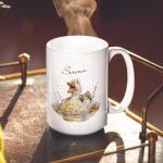 Personalized Duck Lover Coffee Mug with Wrendale Art