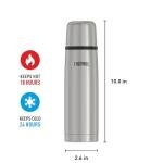 Thermos Vacuum Insulated 16 Ounce Compact Stainless Steel Beverage Bottle