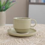 Glossy Apricot Stackable Ceramic Cappuccino Mug Set