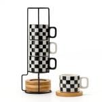 Black and White Stackable Espresso Cups Set
