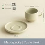 Glossy Apricot Stackable Ceramic Cappuccino Mug Set