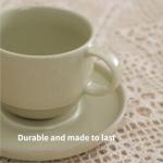 Glossy Apricot Stackable Ceramic Cappuccino Mug Set