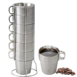 Stackable Stainless Steel Coffee Mug Set of 6