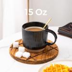 Stackable Black Ceramic Coffee Mugs Set of 4