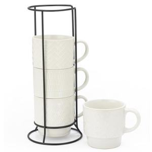 Stackable Coffee Mug Tower Set with Rack