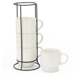 Stackable Coffee Mug Tower Set with Rack