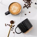 Stackable Black Ceramic Coffee Mugs Set of 4