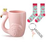Christmas Flamingo Gift Set: Mug, Socks, Keychain