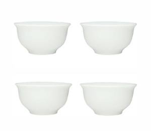 Chinese Gongfu Tea Cup Set of 4, White Porcelain
