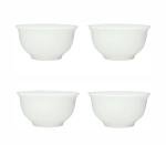 Chinese Gongfu Tea Cup Set of 4, White Porcelain