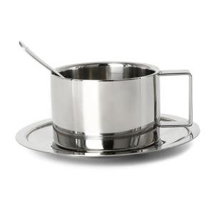 Stainless Steel Coffee Mug Set with Spoon and Saucer