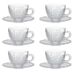 Vintage Glass Teacups and Saucers Set of 6