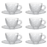 Vintage Glass Teacups and Saucers Set of 6