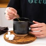 Stackable Black Ceramic Coffee Mugs Set of 4