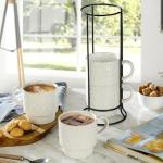 Stackable Coffee Mug Tower Set with Rack