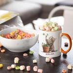 Customized Cat Mug with Name and Plant Design