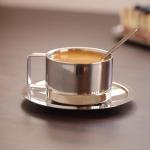 Stainless Steel Coffee Mug Set with Spoon and Saucer