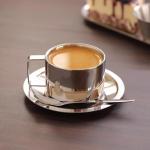 Stainless Steel Coffee Mug Set with Spoon and Saucer