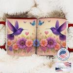 Purple Hummingbird Ceramic Coffee Mug, 11oz