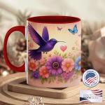 Purple Hummingbird Ceramic Coffee Mug, 11oz