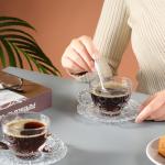 Vintage Glass Teacups and Saucers Set of 6