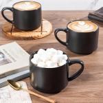 GBHOME 14 OZ Coffee Mugs Set of 6, Stackable Ceramic Mugs for Men, Women, Modern Coffee Cups With Stable Base for Latte, Tea, Cappuccino. Dishwasher & Microwave Safe, Matte Black