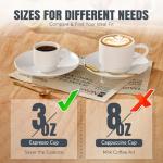 Lareina Porcelain Stackable Espresso Cups with Saucers, Spoons and Metal Stand, 3 Ounce Small Coffee Cups Set of 6 - Ceramic Demitasse Mugs, White