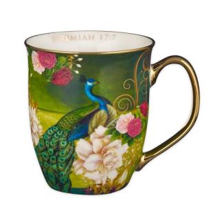 Blue Peacock Inspirational Coffee Mug with Bible Verse