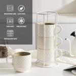 JIEMEI HOME Stackable Ribbed Ceramic Mug Set
