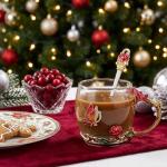 Colorful Glass Tea Cups with Spoons and Coasters