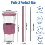 2 Pack Reusable Boba Tea Cups with Straws