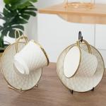 Metal Cup and Saucer Holder Display Rack Set
