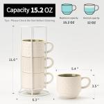 JIEMEI HOME Stackable Ribbed Ceramic Mug Set