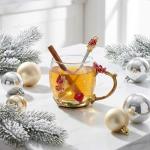 Colorful Glass Tea Cups with Spoons and Coasters