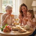 Colorful Glass Tea Cups with Spoons and Coasters