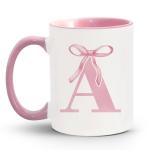 Personalized Pink Bow Initial Coffee Mugs
