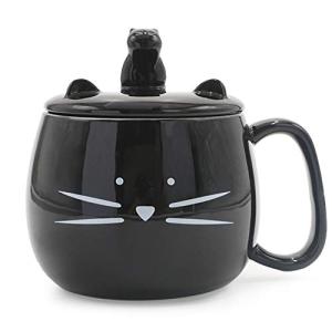 Cute Cat Coffee Mug with Phone Holder Lid