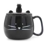 Cute Cat Coffee Mug with Phone Holder Lid