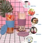 2 Pack Reusable Boba Tea Cups with Straws