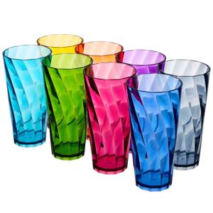 Set of 8 Jewel Tone Acrylic Iced-Tea Cups