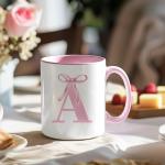 Personalized Pink Bow Initial Coffee Mugs